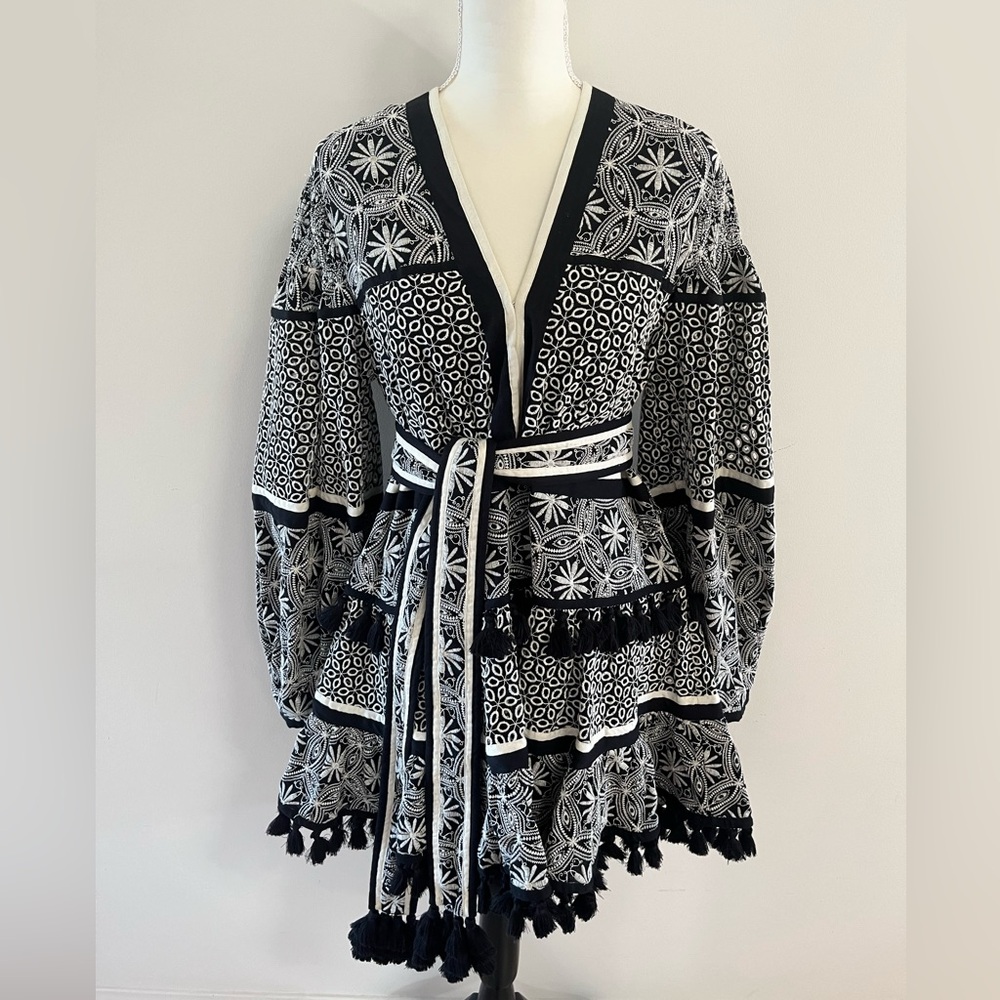 NWT ACLER Black and White Embroidered Dress Size 6